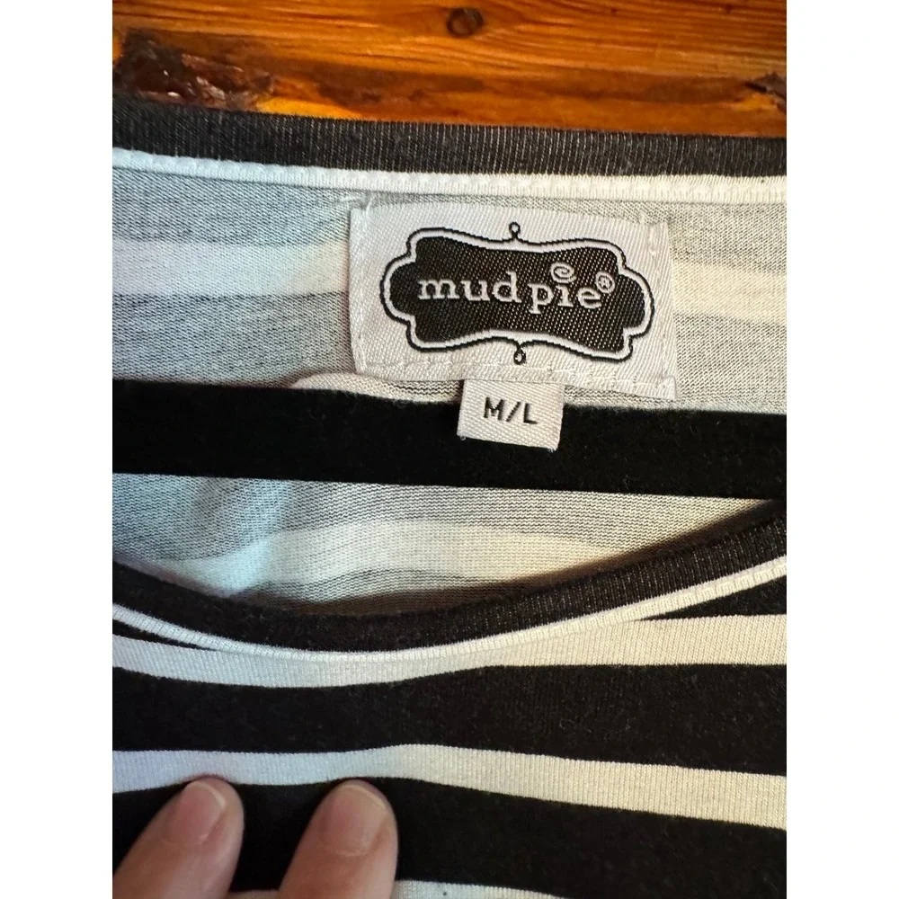 Mud Pie Oversized Black and White Striped Tunic Size‎ M/L